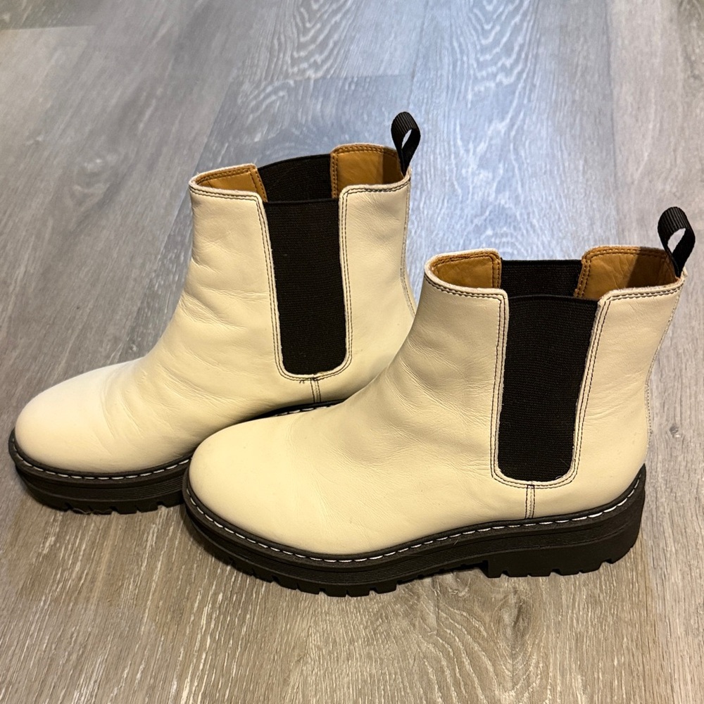 Marc Fisher Black and Cream Chelsea Boots
